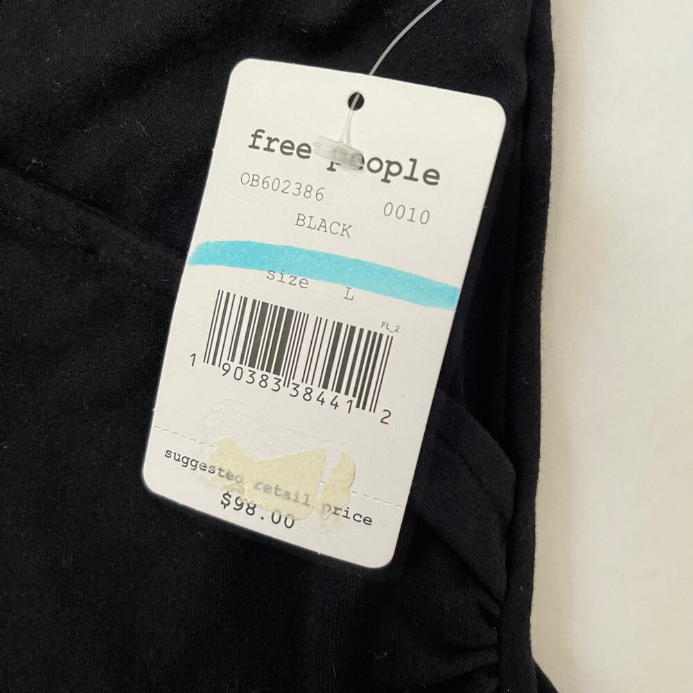 NWT Free People Toast to That Cut Out Metallic Trim Black Mini Dress - Size L - Picture 8 of 9